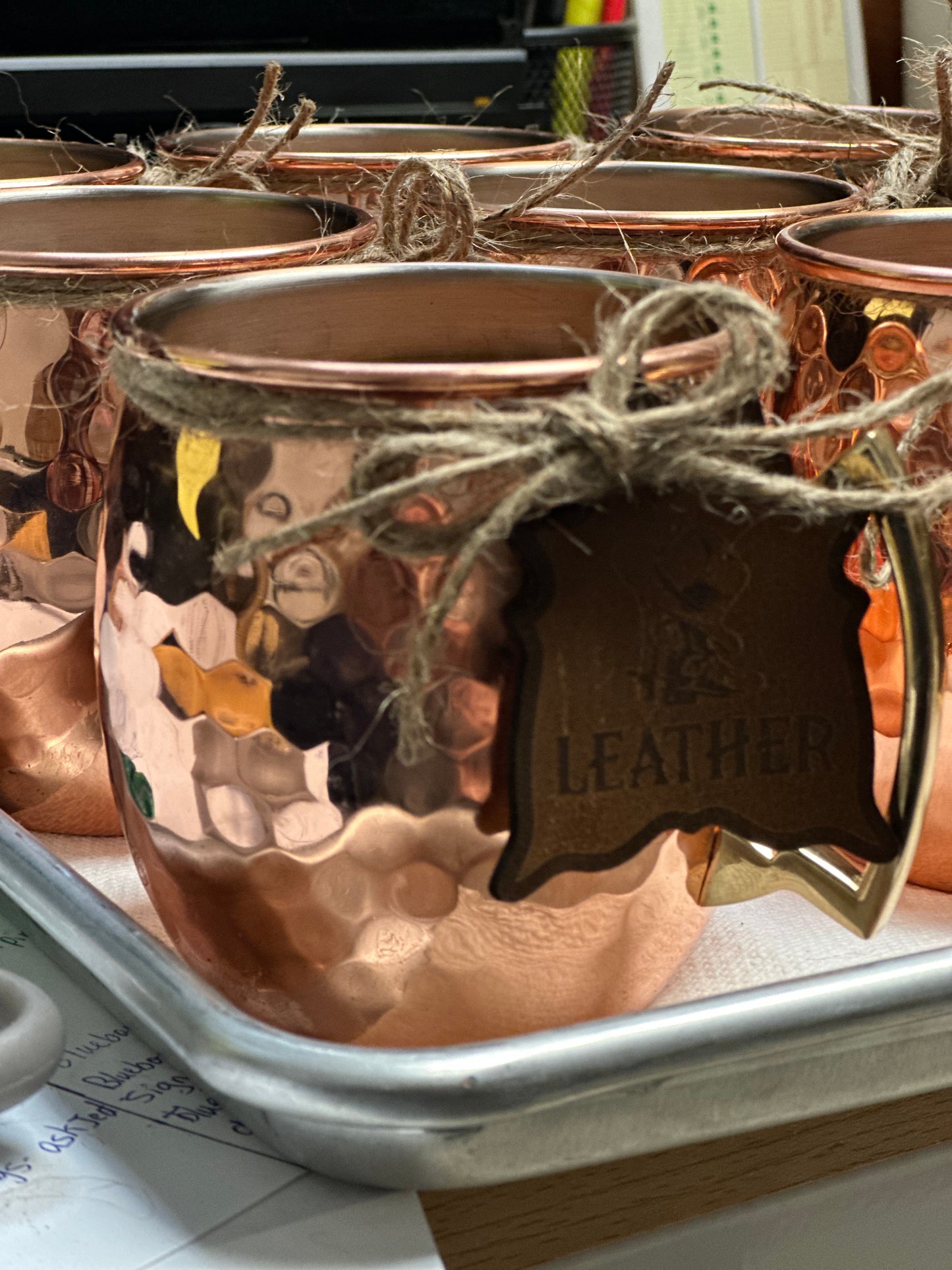 Leather Copper Mugs